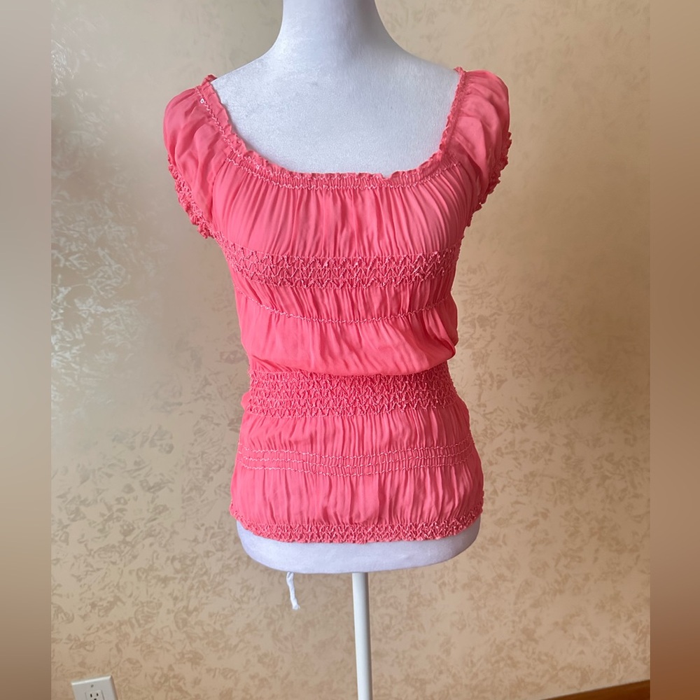 Chic Pink Smocked Blouse